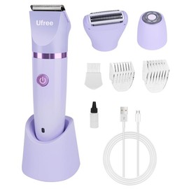 UFREE Bikini Trimmer for Women, Professional 3 in 1 Electric Body Hair Trimmer, IPX7 Waterproof Cordless Lady Shaver and Razor for Face, Body, Underarm, Groin and Pubic Hair, Wet & Dry Use, Rechargeable, Winter & New Year Gift, Purple