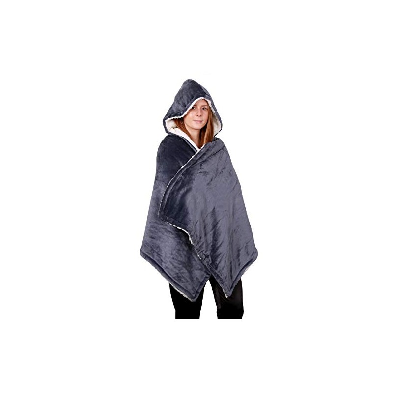 aztex Hooded Sherpa Blanket, Blanket with Hood, Wearable Blanket 90cm