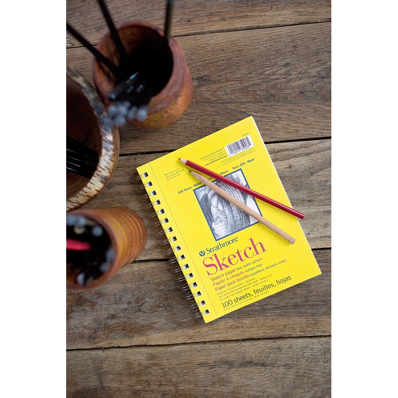 Strathmore 300 Series Sketch Pad, 5.5x8.5 inch, 100 Sheets, Side