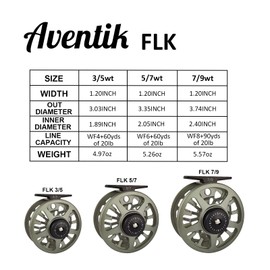 Aventik FLK Fly Fishing Reel Aluminum Trout 3/5, 5/7, 7/9wt Large Arbor Freshwater Fly Reel with Line (Grey 5/7)
