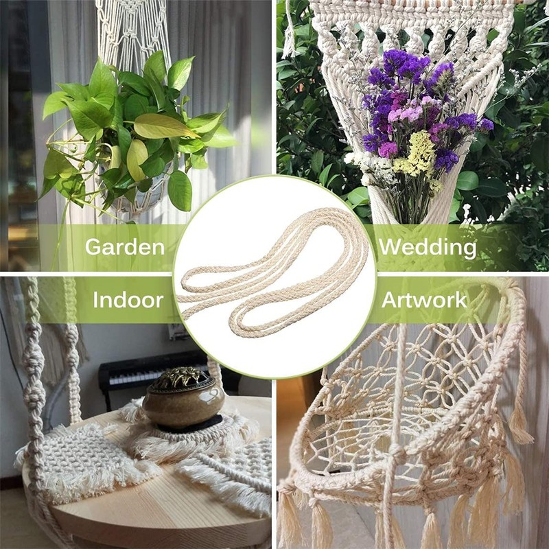 5mm * 295ft Macrame Cord Natural Cotton Rope 8 Strand