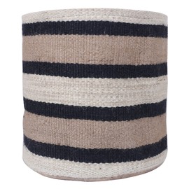 WOODLERY Circular Jute Multi Purpose Storage Basket Durable and Beautiful for Nursery Home Organizing (Black)