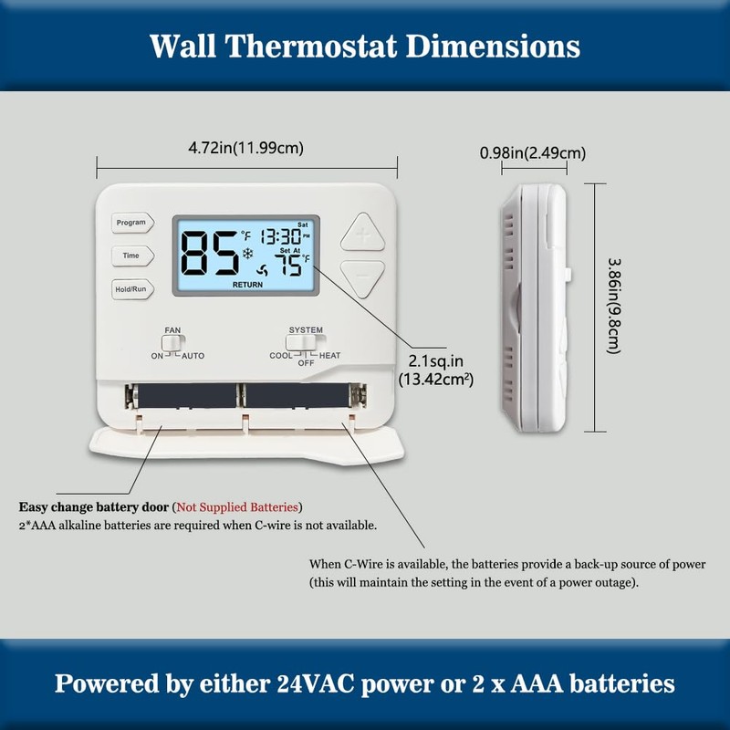 Programmable Thermostat for House,5-1-1 Day Programmable,Multi-Stage,Digital Energy-Saving Thermostat,2 Heat/2 Cool,