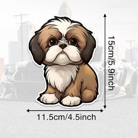 2pcs Cute Shih Tzu Dog Car Sticker 4.33"x5.91", Waterproof Vinyl Car Decal for Car Bumper, Window, Wall, Notebook, Guitar, A Gift for Pet Lovers |#DS54