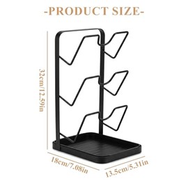 Pot Lid Organiser, Pot Lid Holder Kitchen Utensils, Lid Organiser Kitchen, 3 Tier Pot Lid Holder, Removable Drip Tray, Space Saving in the Kitchen