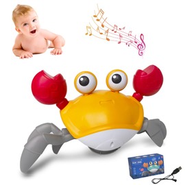 Zolakolet Crawling Crab Baby Toy Crab Toys for Kids with Music and LED Lights Can Automatically Avoid Obstacles Gifts for Baby Boys and Girls Over 36 Months Old