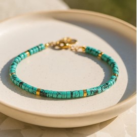 For Women Natural Turquoise Bracelet Tube Beaded Women Jewelry December Birthstone Gifts