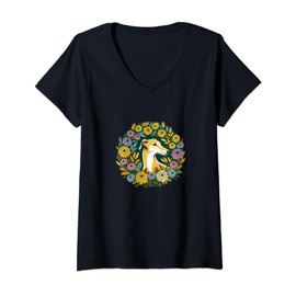 Womens Beautiful Fawn Greyhound Illustration V-Neck T-Shirt