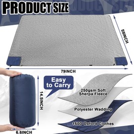 Mindsoft 59" x 79" Waterproof Woobie Blanket Extra Thick Camo Outdoor Hunting Blanket with Sherpa Lining Windproof for Stadium Camping Sports Events Hunting Picnic(Blue,1 Pc)