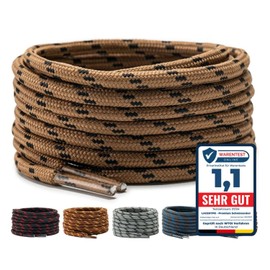 LaceHype 2 Pairs - Premium Round Shoelaces (Diameter 4.5 mm) for Work Shoes, Boots, Outdoor Shoes and Sports Shoes, Tear-Resistant Shoelaces, Replacement Shoelaces Made of Polyester (Brown/Black, 140)