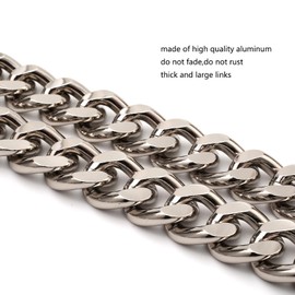 42''Substantial Big Metal Cross-Body Chain Purse Strap Replacement for Mini Wallet,Waist Pack,Chest Bag (Silver,Large)