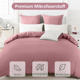 REDKEY 2-Piece Bed Linen Set, 135 x 200 cm Duvet Cover with 80 x 80 cm Pillowcase, Microfibre Bedding Sets with Zip, Cuddly Soft, Lotus Pink