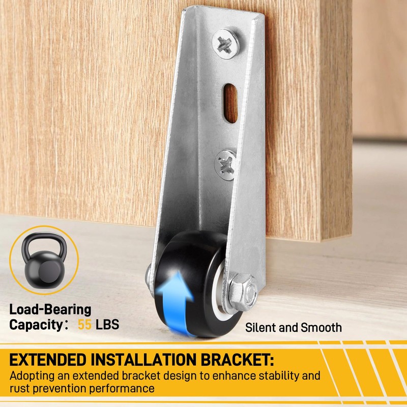 0.9-inch 2PCS Quiet Rubber Caster Wheels, Rolling Casters with Vertical