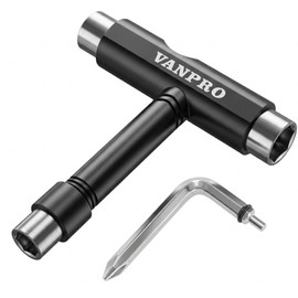 Vanpro skateboard tools skate tool all in oneUsed for installation and maintenance of various skateboards and roller skates，etc.(Snow Black, Pack of 1)