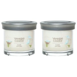 Yankee Candle Small Tumbler Scented Single Wick Jar Candle, Clean Cotton, Over 20 Hours of Burn Time, 4.3 Ounce (Pack of 2)