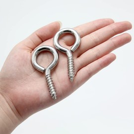 ACCZIO 8 Pack 304 Stainless Steel Eye Screws,2.5 Inch M6 Heavy Duty Eye Hooks Screw, Eye Bolts Screw in Eye Hooks for Wood, Eye Bolts for Secure Cable Wires, Indoor & Outdoor Use