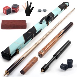 Kmise 3/4 Split Snooker Pool Cue, 57", 9mm Tips, 19, Billiard Cue Stick, Handicraft, 4-Face Spliced, Professional Pool Stick with 2 Extension Cues and Leather Case