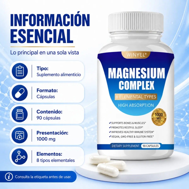 Magnesio Complejo Ocho Tipos Fórmula Nutricional Diaria Plus