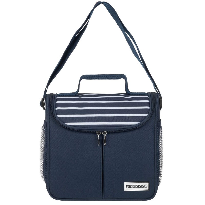 anndora Mini Cool Bag 4 Litre Lunch Bag Blue White