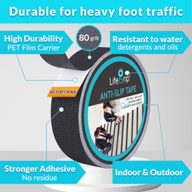 Anti Slip Traction Tape, 2 Inch x 60 Foot - Best Grip, Friction, Abrasive Adhesive for Stairs, Tread Step, Indoor, Outdoor (2" X 60')