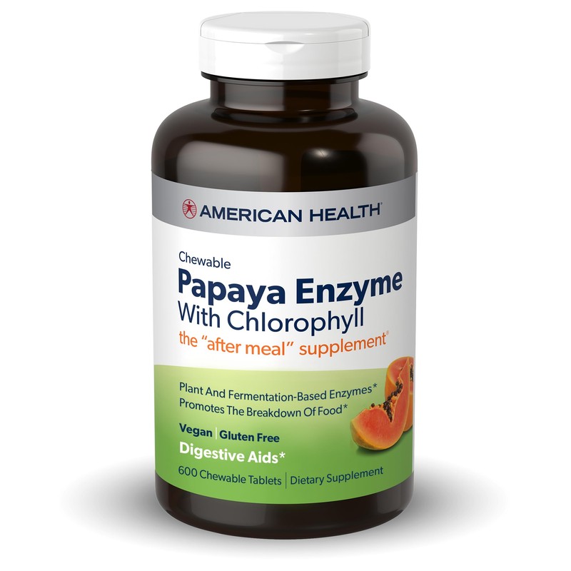 American Health Chewable Papaya Enzyme with Chlorophyll 600 Chwbls