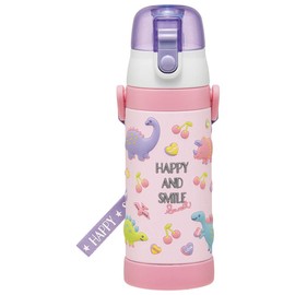 Skater SDPV5-A Children's Stainless Steel Water Bottle, Direct Drinking, 16.2 fl oz (480 ml), Happy & Smile, Lightweight Type, For Girls, Cold Insulation, 3D Printed Water Bottle, Sports Bottle, Cute,