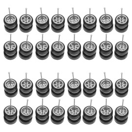 Beaupretty 1/64 Mini Car, Remodeling Parts, Rubber Tires, Wheel Set, 16 Pairs, Tomica Hot Wheels, Replacement, Realistic, Alloy Model Car, 5 Claws, 6 Claws, 7 Claws, Tree Fork Design, Silver