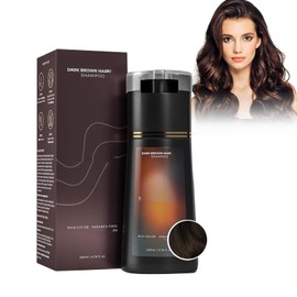 Hair Dye Shampoo Dark Brown, 200ml Instant Colour Shampoo for Grey Hair, HairCare Instant Dye Sha-mpoo for Women and Men, Natural H-air Color for Gray Coverage, Long Lasting