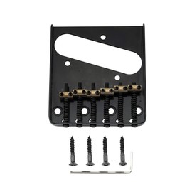 Musiclily Pro 54mm Tele Bridge with Vintage Barrel Brass 6-Saddles Steel Plate for Squier Import Telecaster Style Electric Guitar, Black