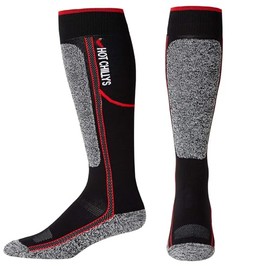 Hot Chillys Men's Elite Heat Low Volume Sock - Black/Red, Large