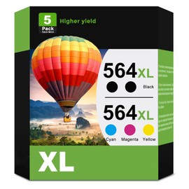 564XL Ink Cartridges Replacement for HP Printers (564 XL 2 Black Cyan Magenta Yellow, 5 Combo Pack) for DeskJet 3500 OfficeJet 4620 PhotoSmart 5510 5520 6510 6520 7510 7520 B8550 C6300 D5400 D7560