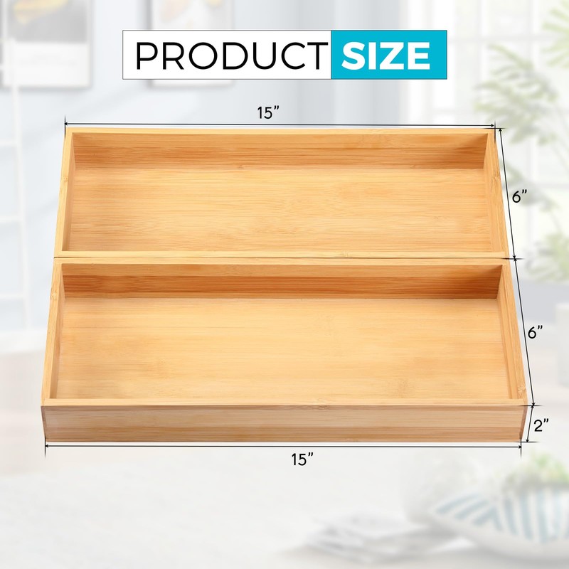 Fabsome Kitchen Utensil Drawer Organizer, Bamboo Silverware Cutlery Flatware Organizer