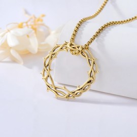 YYmqmq Gothic Thorns Necklace 925 Sterling Silver Thorns Crown of Thorns Pendant Necklace Gothic Jewelry Birthday Gifts for Men Women, 30mm * 30mm (1.18in * 1.18in), Sterling Silver, No Gemstone