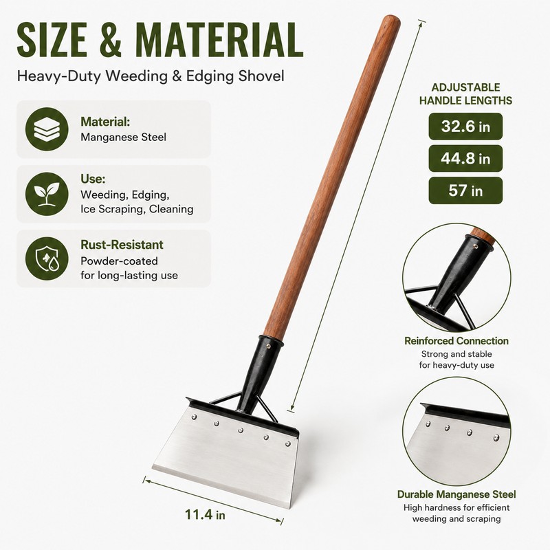 Adjustable Garden Shovel & Scraper for Weeding – 57-Inch Manganese