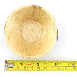 BambooMN 3" Premium Bamboo Leaf Round Deep Dish Bowls, All Natural Disposable Compostable for Catering and Home Use, 50 Pieces