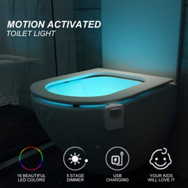 2 Pack Rechargeable Toilet Night Lights with 16-Color Motion Detection - Novelty Bathroom Bowl Light - Cool Funny Birthday Gag Stocking Stuffer Gadget Gifts for Adult Kids Men Father Dad Boys Toddlers
