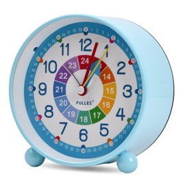 Husalsea Bedside Silent Alarm Clocks Non Ticking, Desk Clock, Travel Alarm Clock Blue, Learning Clock, Sleep Trainer for Bedroom Kids, Boys & Girls Alarm Clocks