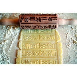Nudelholz ANTIKES ÄGYPTEN für Kinder. Gravierte Teigrolle für hausgemachtes Gebäck. Teigroller für DIY Küche, Teig & Plätzchen. Nudelholz mit Muster von Algis Crafts