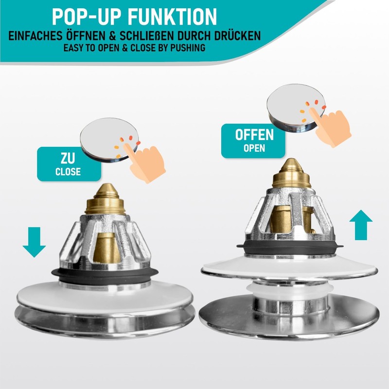 arteneur® Pop-Up Sink Plug with Colourful Flowers Motif, Drain Strainer,