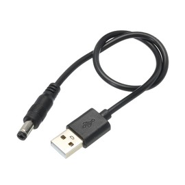 MECCANIXITY USB to DC Power Cable 0.3 M USB to DC 5.5mm x 2.1mm 5v Power Cord Black for Mini Fan Camera Mobile Phone Tablet Devices 1 Pcs