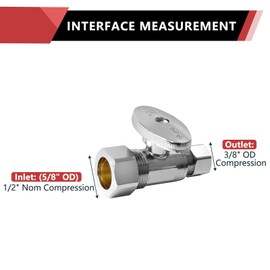2-Pack EFIELD Straight Stop Valve 1/2" Nominal (5/8" OD) Compression x 3/8" OD, 1/4-Turn