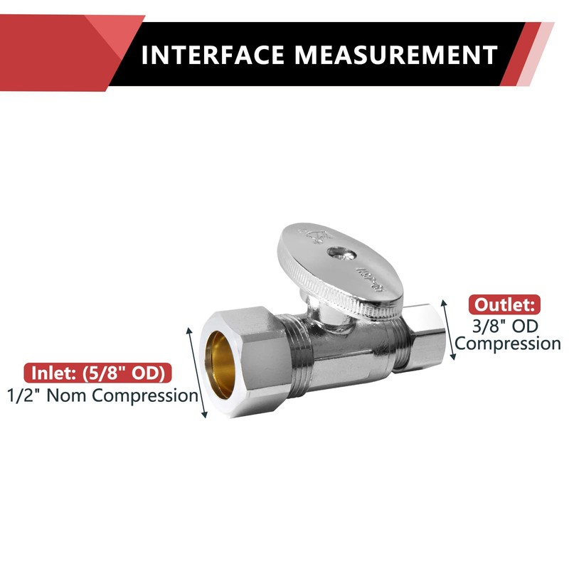 2-Pack EFIELD Straight Stop Valve 1/2" Nominal (5/8" OD) Compression