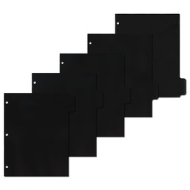 3 Ring Black Dividers, 10.9 x 8.4 Inches, 5-Tab Sturdy Plastic Planner Dividers Page Protectors for 3-Ring Binders, Agenda, Notebooks Inserts(No Stickers)