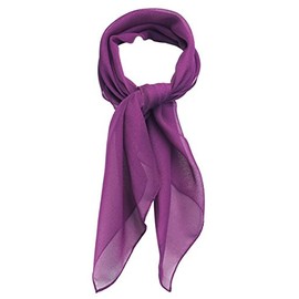 TigerTie Fine Women's Chiffon Velour Scarf in Plain Colour 58 cm x 58 cm - Purple