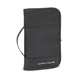 Austin House Travel Essentials Travel Organizer — Family Passport Wallet with RFID Blocking, Protects Credit Cards, Zippered Closure and Easy Carry Handle — Black