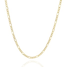 Jewelry Atelier Gold Chain Necklace Collection - 14K Solid Yellow Gold Filled Figaro Chain Necklaces for Women and Men with Different Sizes (2.8mm, 3.7mm, 4.7mm, 5.6mm)