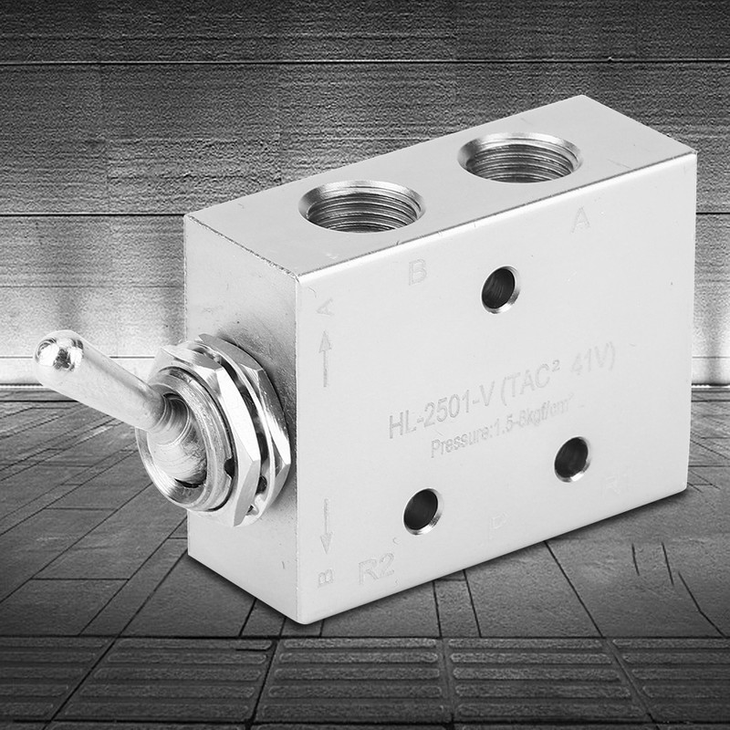 Toggle Switch Valve 2-Position 5-Way Mechanical Pneumatic Knob Switch G1/8in