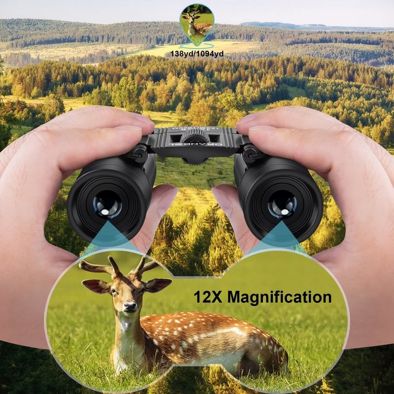 DRANBOL 12X25 Mini Pocket Binoculars for Adults Kids, Small Compact