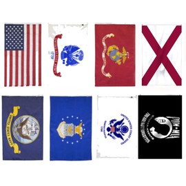 Wholesale Lot 2x3 USA + 5 Branches Military + Pow Mia + Alabama Flag Set