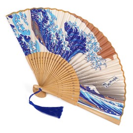 Grevosea Folding Hand Fan for Women and Men- Elegant Bamboo and Silk Fans Wooden Folding Bamboo Gan Hand Fans for Weddings Parties and Home Decor - Chinese and Japanese Inspired Designs